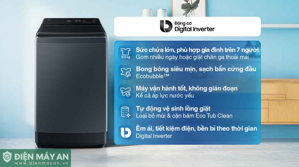 Máy giặt Samsung Ecobubble Inverter 12.5 kg WA40F12E4CSV